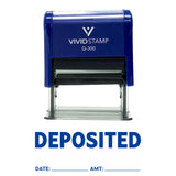 DEPOSITED with Date Amount Line Self Inking Rubber Stamp